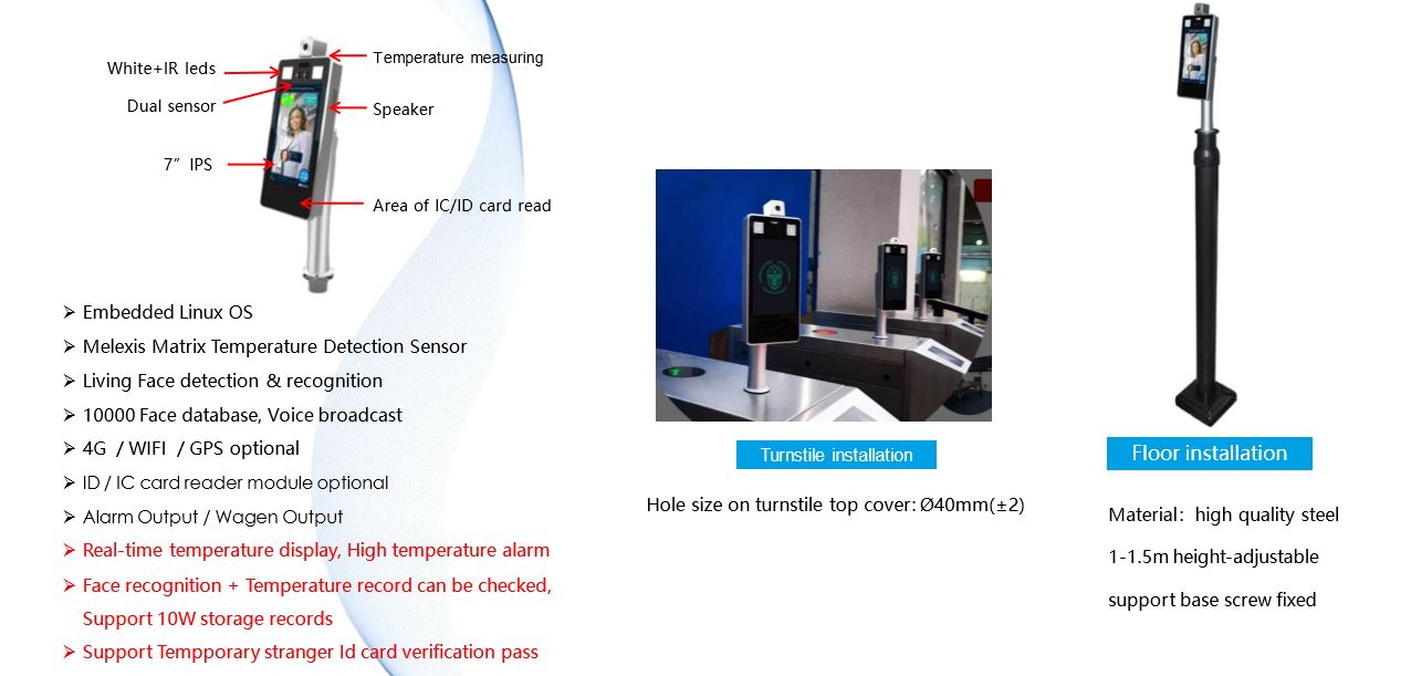Access Control, , WH5001-FE Thermoscanner Forehead Temperature